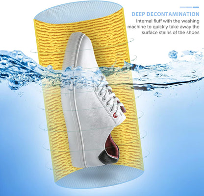 Shoes Laundry Bag Keep Shoes Clean, Shoe Wash Bag for Washing Machine, Reusable and Durable Zipper Shoe Washing Bag, Sneaker Tennis Shoe Cleaner Kit Include Pair of Adjustable Shoe Trees